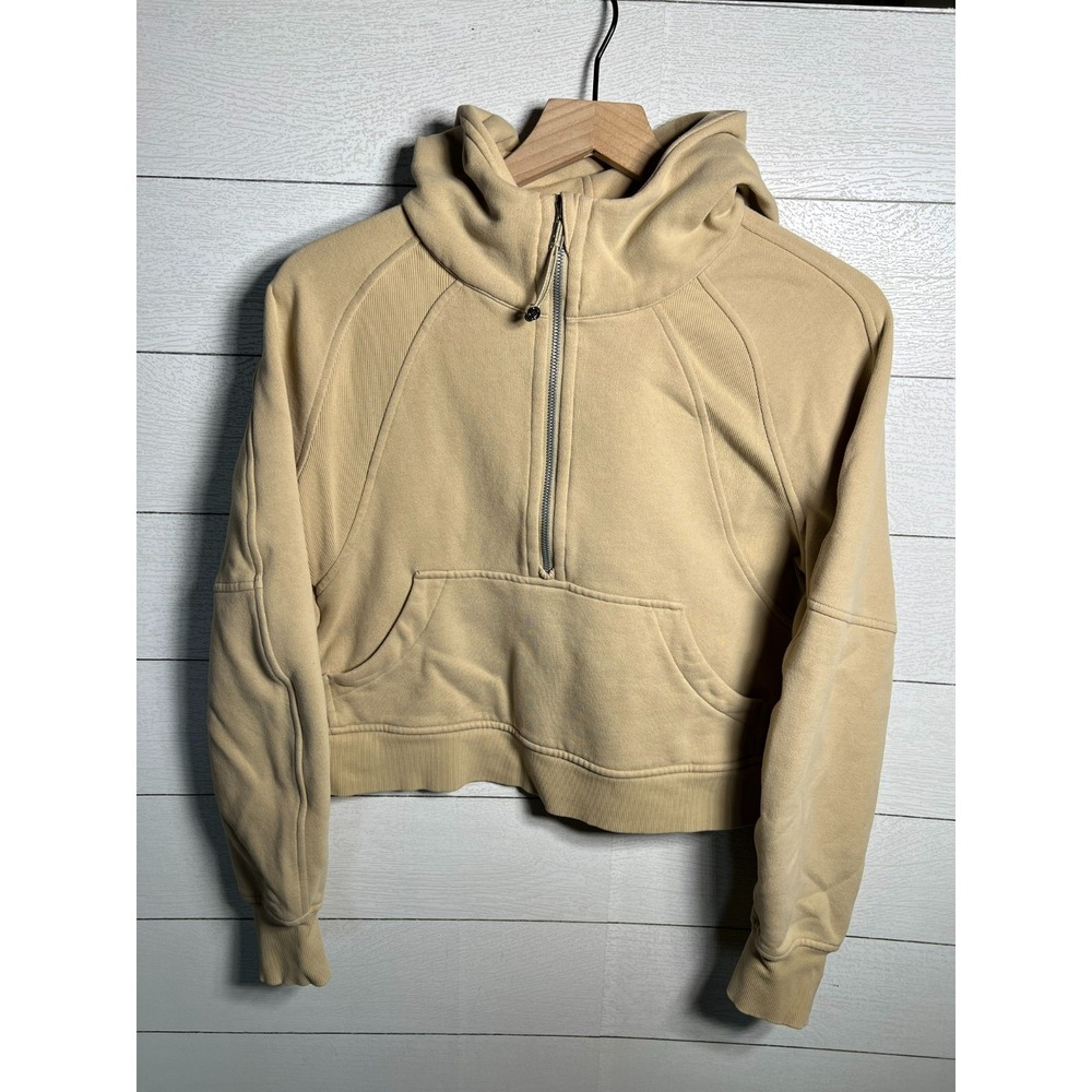 Lululemon Scuba Oversized Half Zip Hoodie XS/S Trench Beige Tan Cropped Pullover